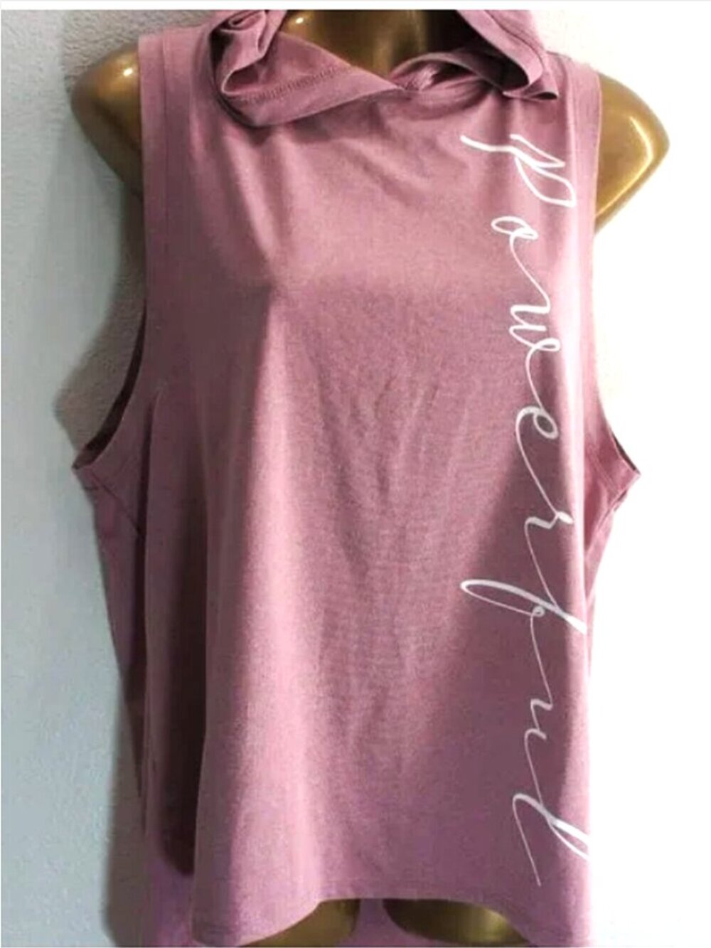 Cali Sport Rose Powerful Down Front Sleeveless Hooded Activewear Top size M